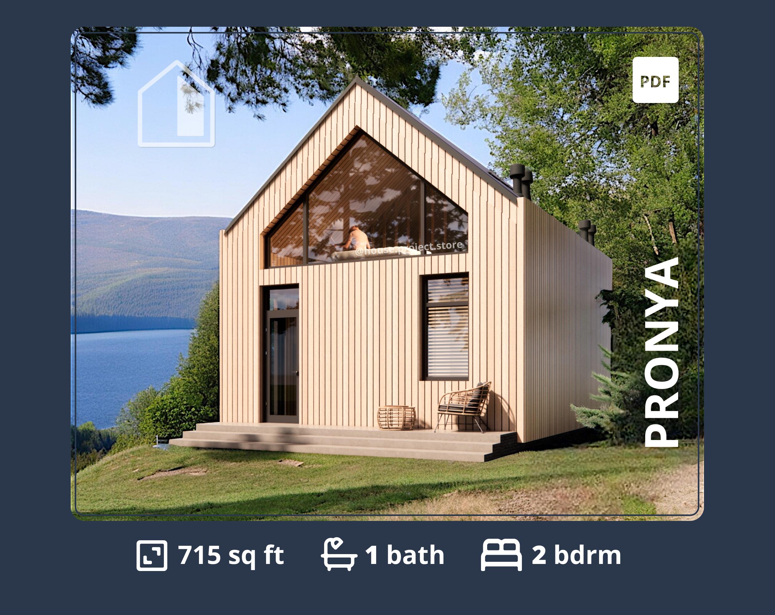 500 Sq Ft Tiny House Plans: 1 Bedroom ADU Cottage (PDF+CAD Download) - Etsy, image size:2520x2000