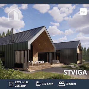 Barndominium floor plans with 2 car garage, 4 or 3 Bedroom Farmhouse, 3.5 Bath, Modern Cottage, Scandinavian house, Custom house drawing