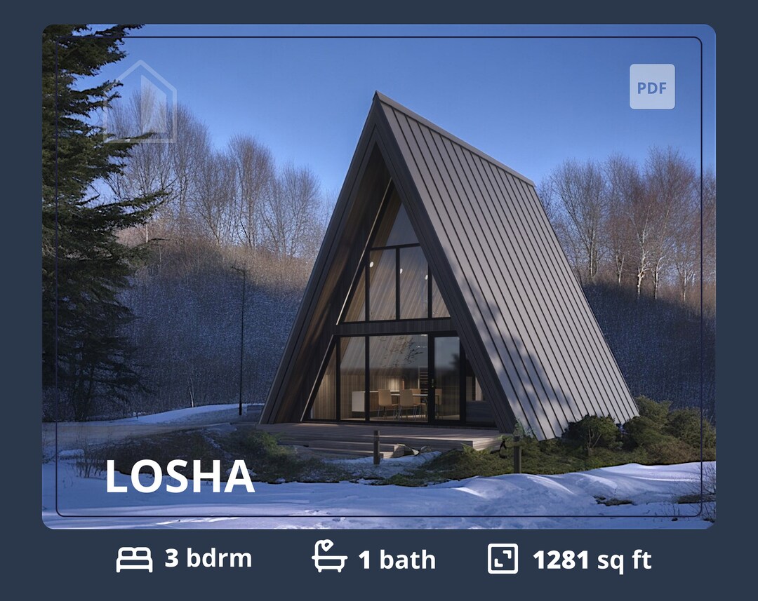 3 Bedroom A-frame Cabin House Plans: Modern ADU Blueprint (PDF) - Etsy