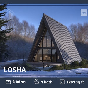 3 Bedroom A-Frame Cabin House Plans: Modern ADU Blueprint (PDF)