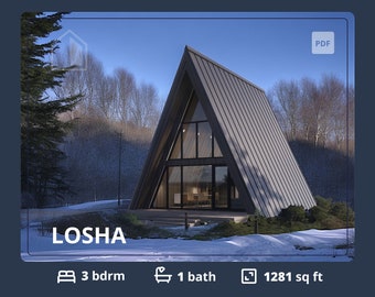 3 Bedroom A-Frame Cabin House Plans: Modern ADU Blueprint (PDF)