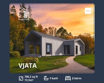 Skandinavian 2 Bedroom House Plans: Modern Barndominium ADU (PDF)
