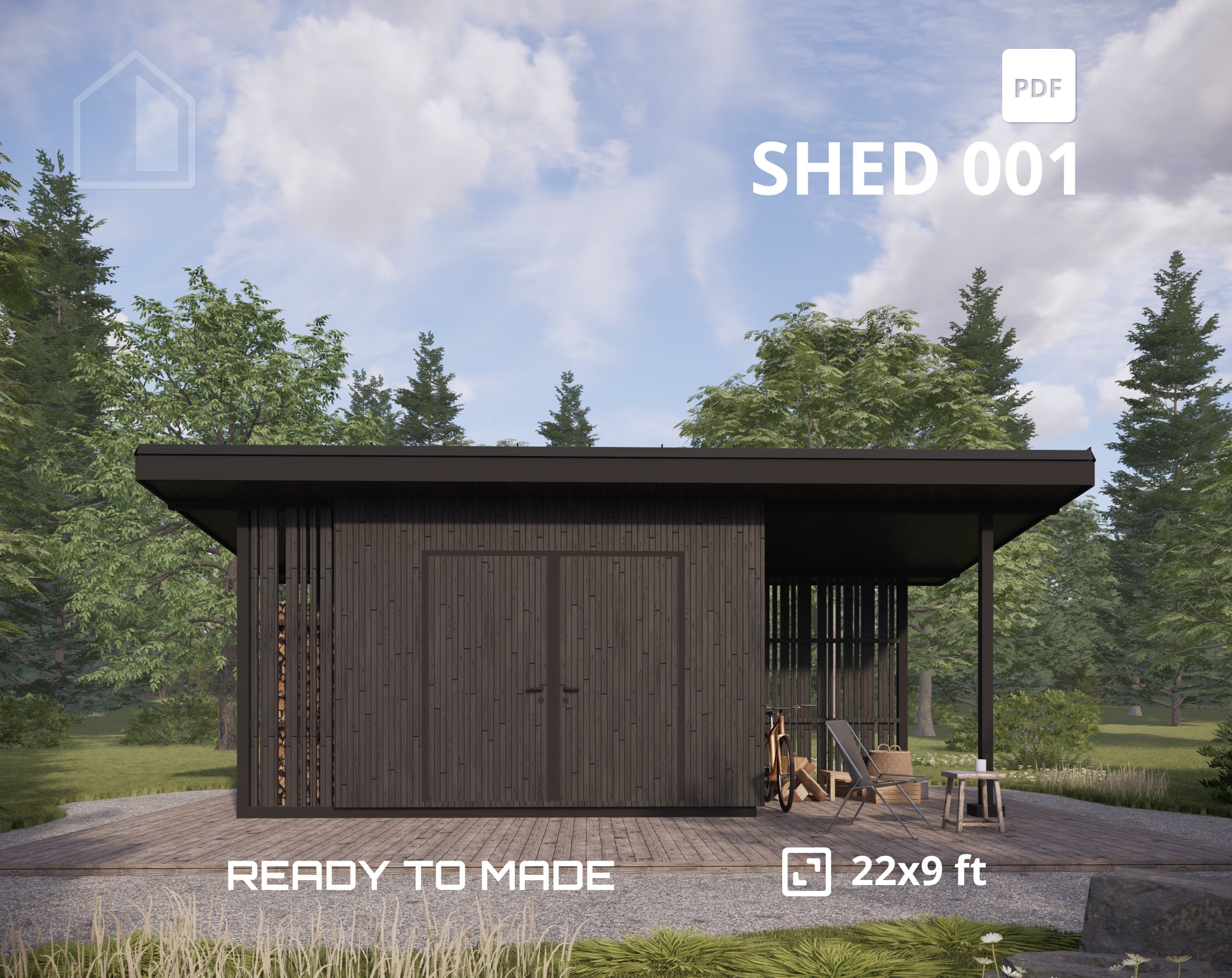 DIY SHED Plans for 10x20 with firewood storage, Garden Shed Woodworking, Storage shed build plans, PDF blueprint
