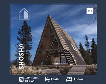 700 sq ft A-Frame Cabin Plans with Loft (PDF Downloadable Plan Set)