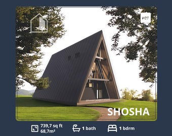 700 sq ft A-Frame Cabin Plans with Loft (PDF)