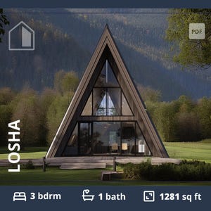 A Frame plattegrond Barndominium plattegronden hut plattegronden 3 slaapkamers gastenverblijf kleine plattegronden custom a-frame hutten plattegronden 1200 sq.ft.