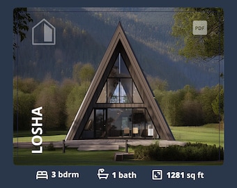 A Frame Floor plan Barndominium floor plans Cabin House Plans 3 Bedrooms Guest House Tiny Floor Plans Custom A Frame Cabin Plans 1200 sq.ft.