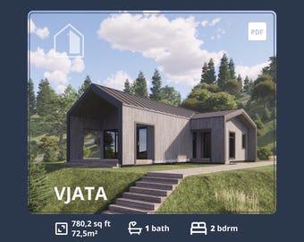 Small Tiny House Plans, 800 sq ft Modern 2 bedroom barndominium floor plans, Small Cabin plans with loft, Custom drawing Blueprints plan PDF