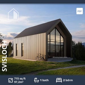 Barndom 2 Schlafzimmer Haus Pläne: Kleine Hütte ADU Cottage (PDF)