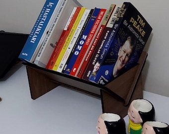 Handmade Wooden Tabletop Bookshelf: Rustic Minimalist Book Organizer