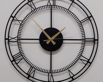 Handmade Large Metal Wall Clock: Modern Minimalist Silent Decor
