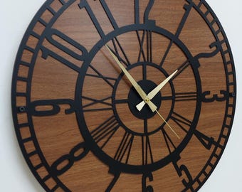 Handmade Metal Wall Clock: Oversized Roman Numeral Design