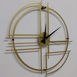 Modern Colored Minimalist Oversized Gold Metal Wall Clock, Unique Metal Wall Art, Metal Wall Decor For Home And Office,Silent Wall Clock