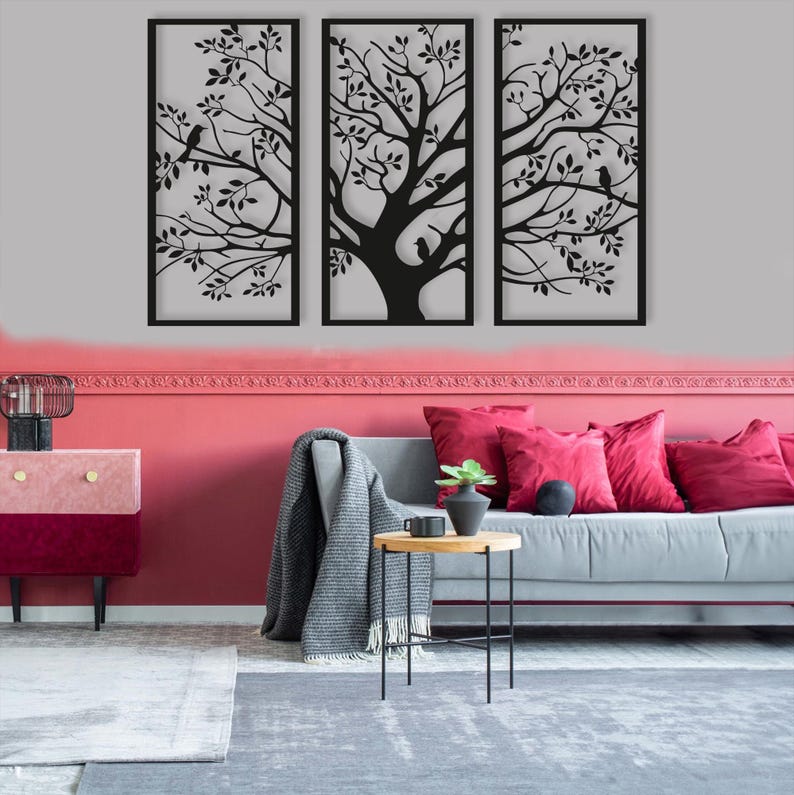 Tree Wall Art Set: Minimalist Wood Panels, Modern Home Decor - Etsy