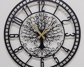 Handmade Metal Tree of Life Wall Clock - Oversized Living Room Decor