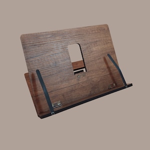 Verstellbarer Buchständer & Kochbuch-Rezepthalter aus Holz, Buchleseständer, Kochbuchständer und Ipad-Tablet-Ständer