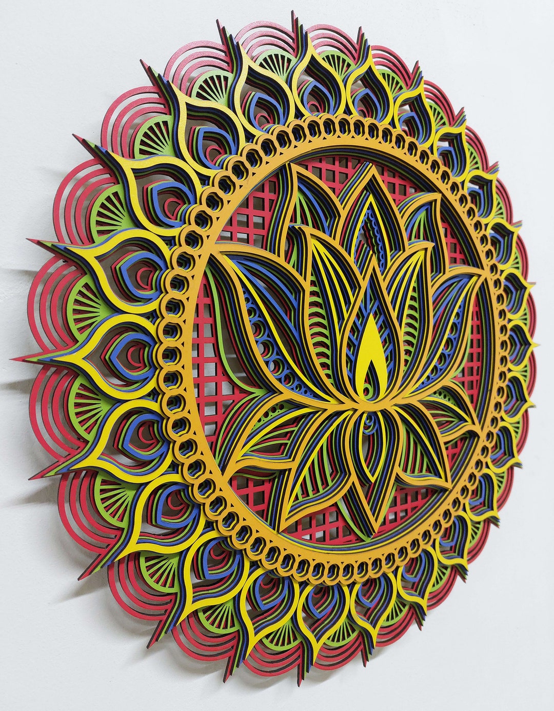 Lotus Flower Mandala, Wall Art Mandala, Wooden Mandala Wall Art, 3D ...