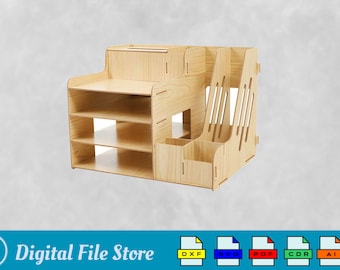 Organisateur de bureau découpé au laser dxf fichier de découpe laser svg