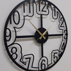 Handmade Metal Wall Clock: Large Contemporary Black Clock