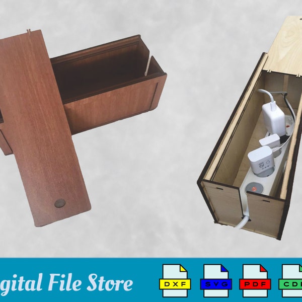 Cable organizer storage box laser cut dxf svg cdr pdf files Vector Files For Wood Laser Cutting