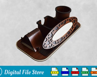 Laser Cut Desk Organizer SVG: Nameplate, Pen & Card Holder (Digital Download)