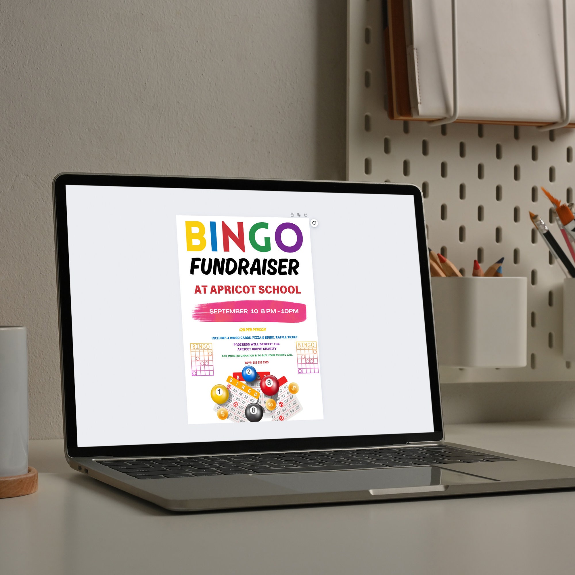Editable Bingo Fundraiser Flyer Template, Digital Bingo Night Flyer