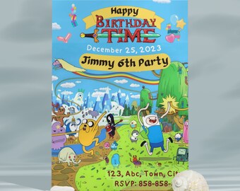 Editable Adventure Time Invitation, Digital Adventure Time Birthday Invite, Canva Adventure Time Party Invitations