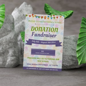 Bearbeitbare Spenden-Spenden-Flyer-Vorlage, Digitaler PTA PTO-Spendenaktions-Flyer, druckbarer Flyer für Kirchenschulen, Spendenvorlage