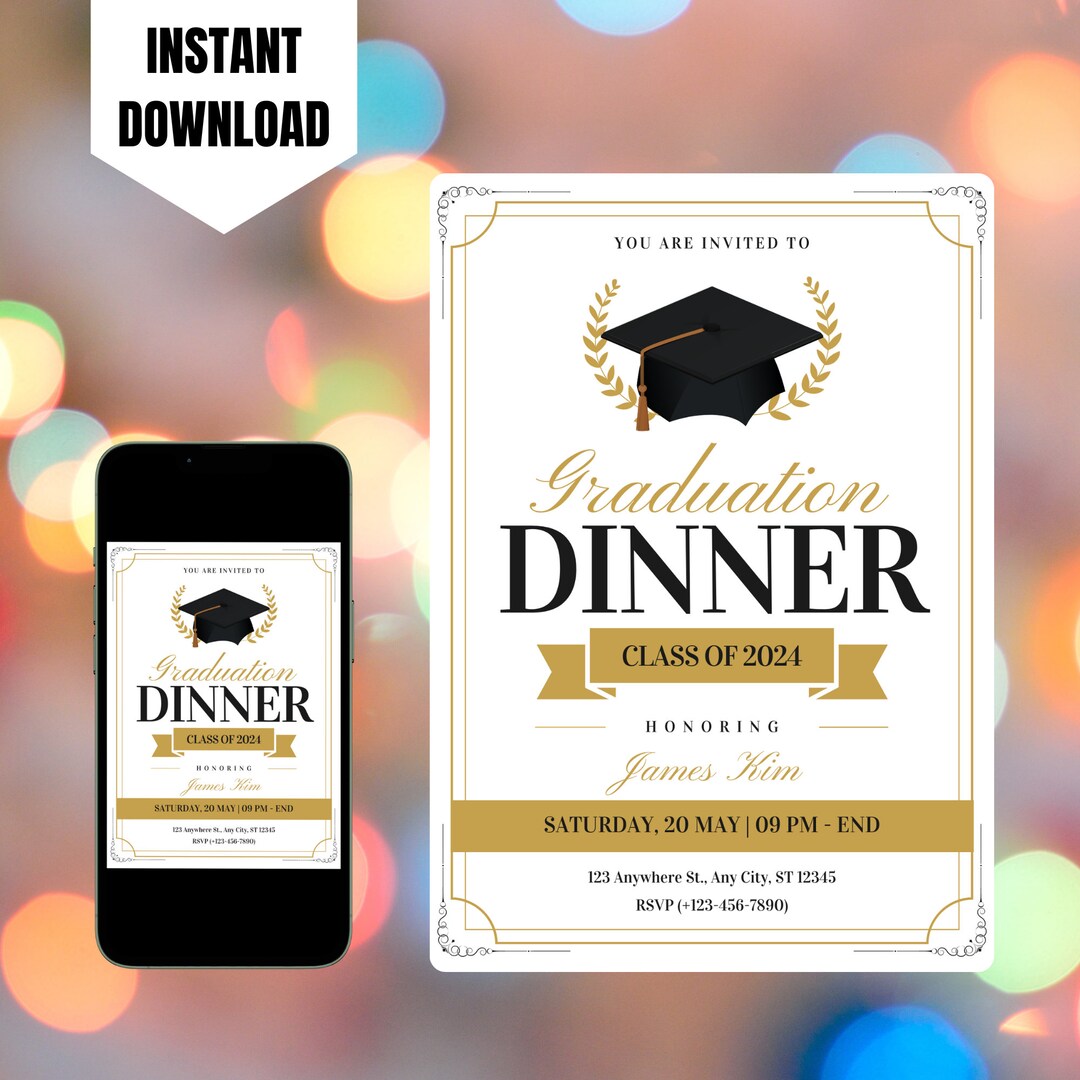 Editable Graduation Dinner Invitation Template, Printable Graduation ...