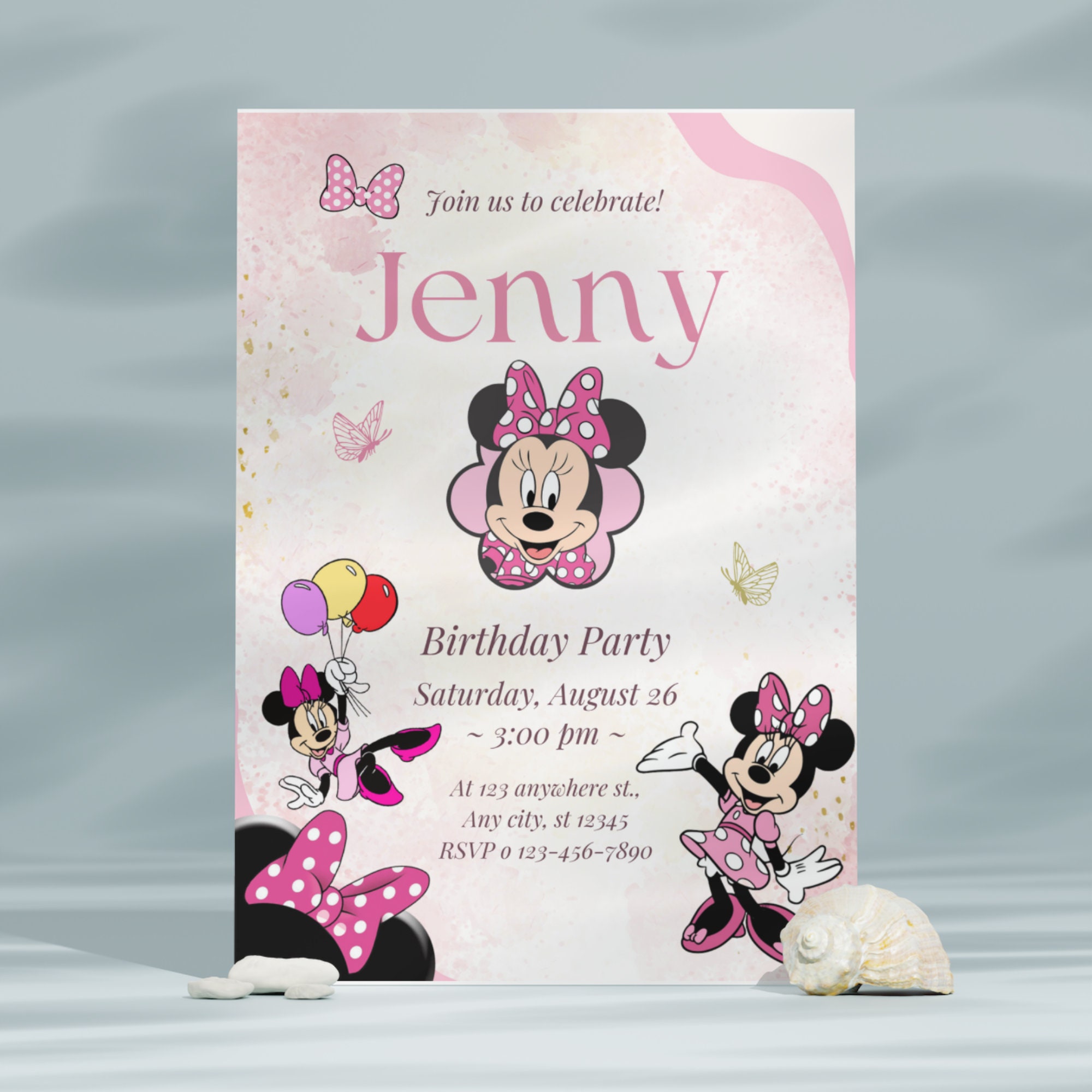 Editable Minnie Mouse Birthday Invitation Template Digital - Etsy