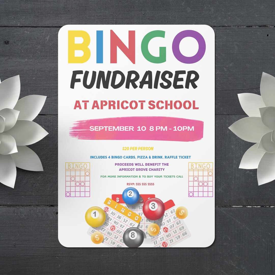 Editable Bingo Fundraiser Flyer Template Digital Bingo Night Flyer Editable Bingo Fundraiser Flyer Template Digital Bingo Night Flyer