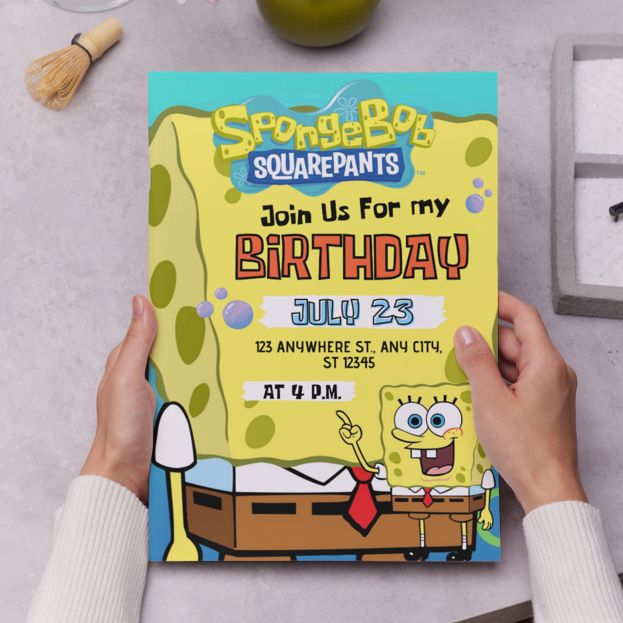 Spongebob Instant Download Digital Birthday Invite Spongebob - Etsy