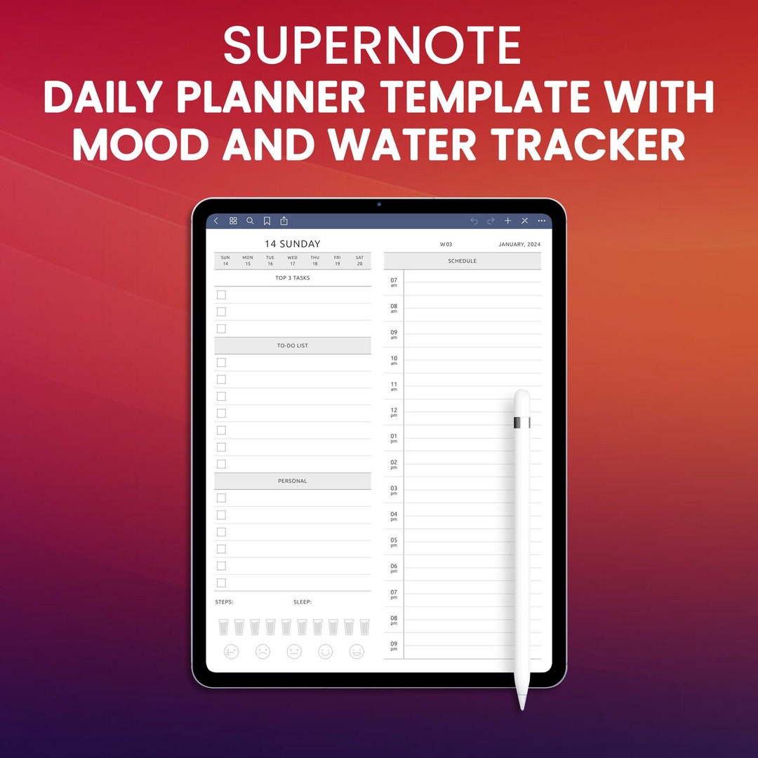 Supernote Daily Planner Template With Mood and Water Tracker Template Supernote Daily Planner Template With Mood and Water Tracker Template
