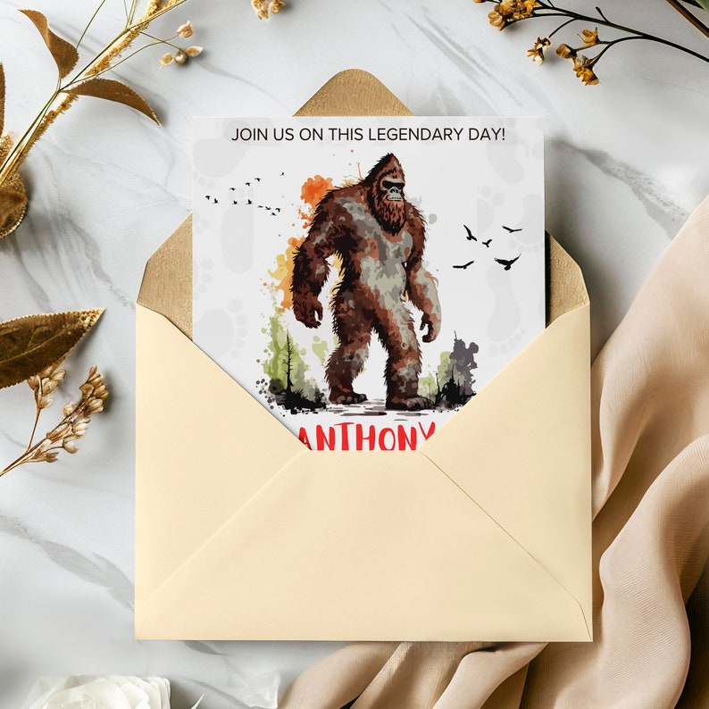 Editable Bigfoot Invitation, Printable Bigfoot Legendary Day Birthday ...