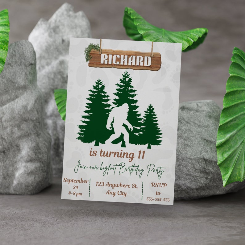 Editable Bigfoot Birthday Invitation, Bigfoot Invite Template ...