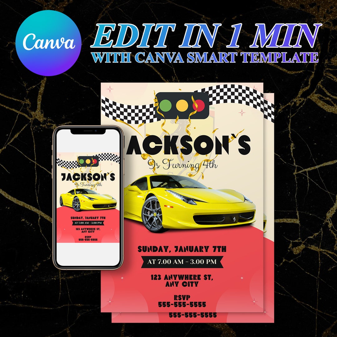 Editable Ferrari Invitation, Printable Ferrari Sport Car Birthday ...