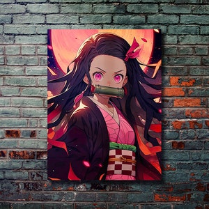 Nezuko - Anime Girl - Beach Waifu - Satin Poster - Original Demon