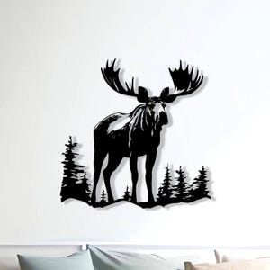 Decorazione da parete in metallo a forma di alce, decorazione da parete in metallo a forma di alce, decorazione rustica per baita e soggiorno, regalo di compleanno unico, decorazione da parete in metallo per veranda