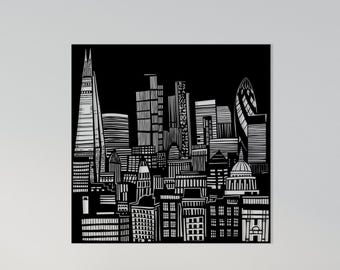 London Skyline Metall Wandkunst, moderne Stadtbild Silhouette