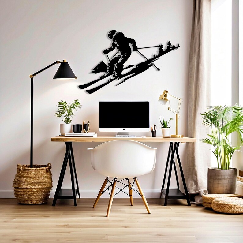 Tableau Bois SKI RESORT Station Ski 3D - Déco Murale Montagne France