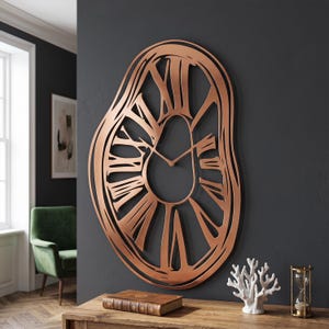 Roman Numeral Metal Wall Art, Clock Design Decor for Living Room, Large Modern Sculpture, Unique Housewarming Gift