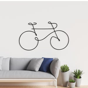 Minimalist Bicycle Metal Wall Art: Modern Line Art, Cyclist Gift