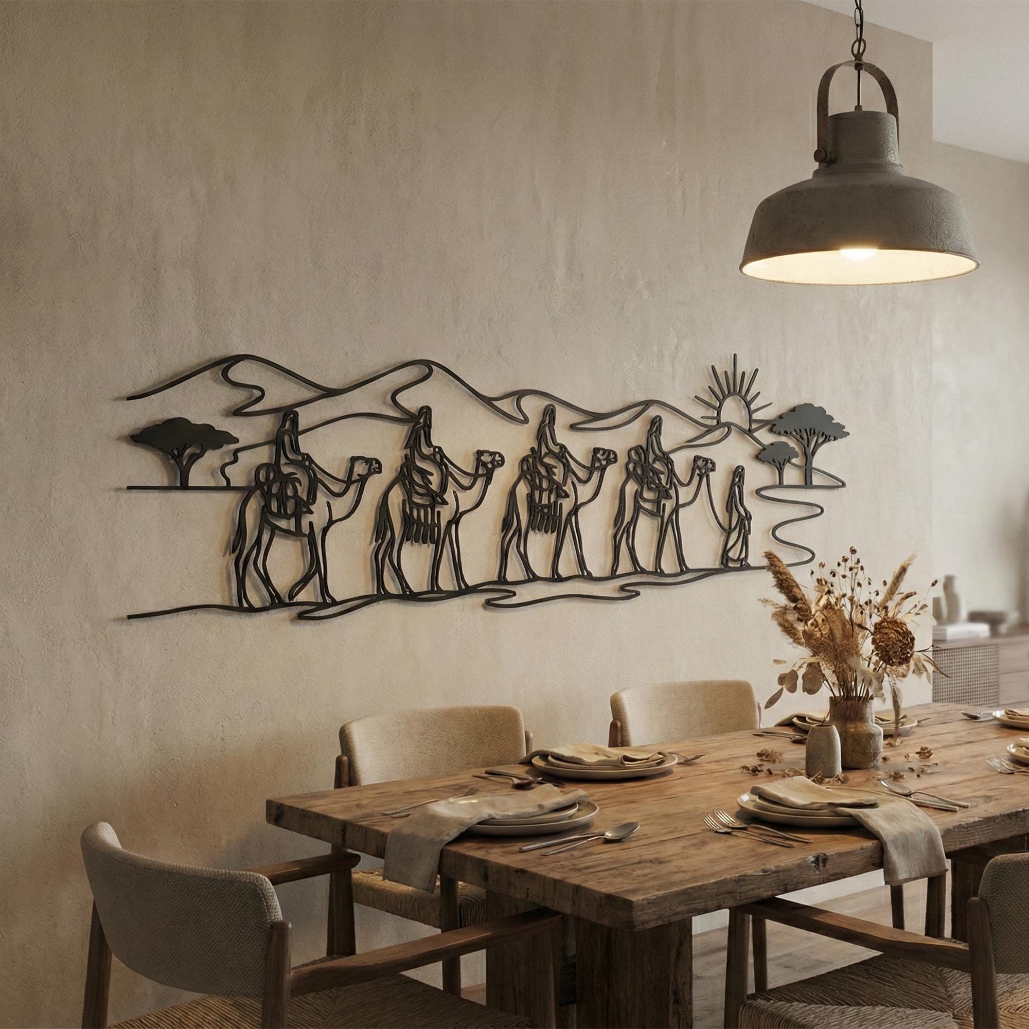 Camel Caravan Metal Wall Art | Desert Safari Decor | African Landscape ...