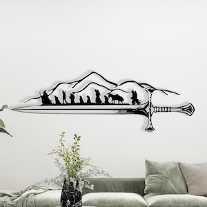 Lord of the Rings metalen muurkunst, Lotr Rohan metalen wanddecoratie voor woonkamer, moderne muurkunst uit het midden van de eeuw, verjaardagscadeau voor haar uniek