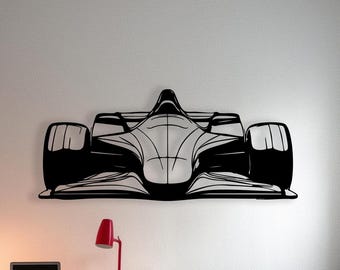 Metal Formula One Car Wall Art, Racing Decor for Man Cave