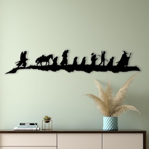 Epic Fantasy Character Metal Wall Art, Black Silhouette Wall Sign for Nerdy Home Theater or Geek Room, Unique Birthday Gift