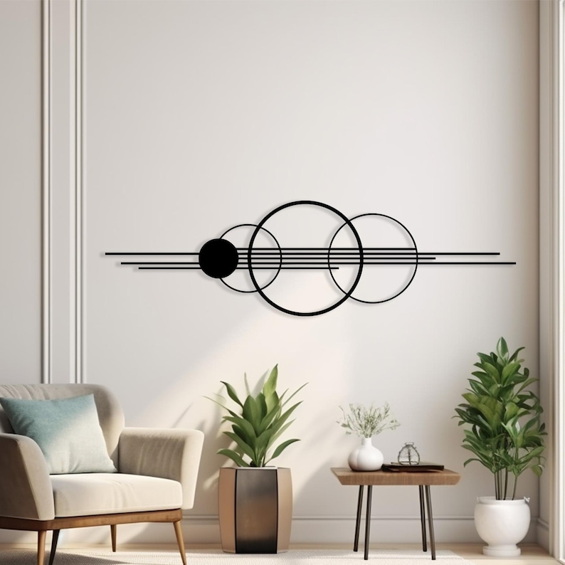 Geometric Metal Wall Art, Circle and Line Modern Home Decor ...