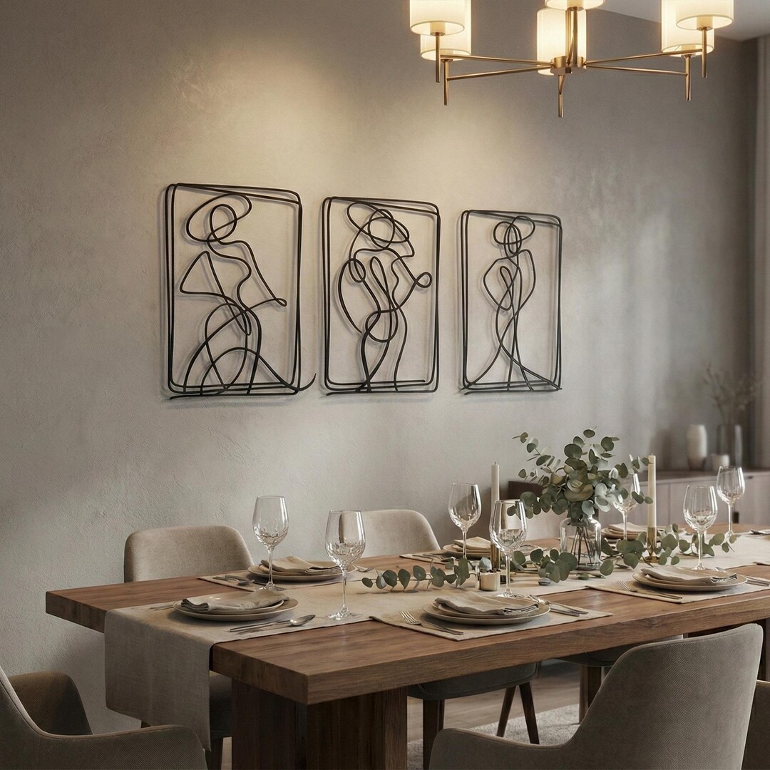 Minimalist Metal Woman Line Art, Modern Home Decor, Set of 3 - Etsy