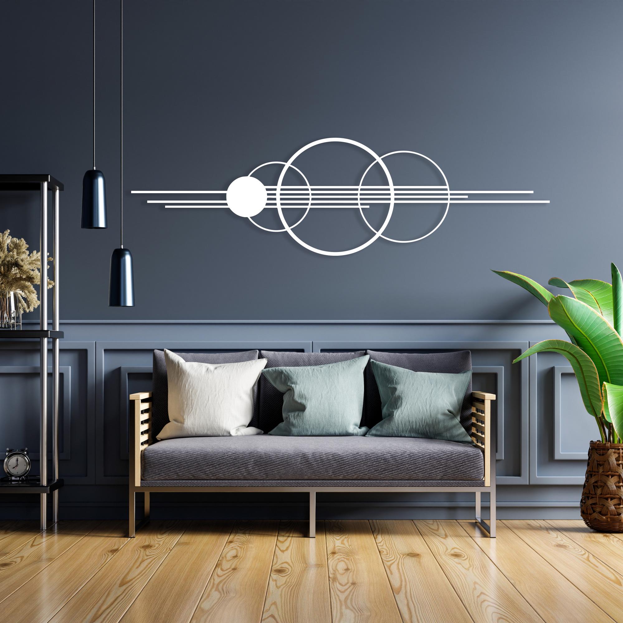 Geometric Metal Wall Art: Circle and Line Modern Home Decor ...