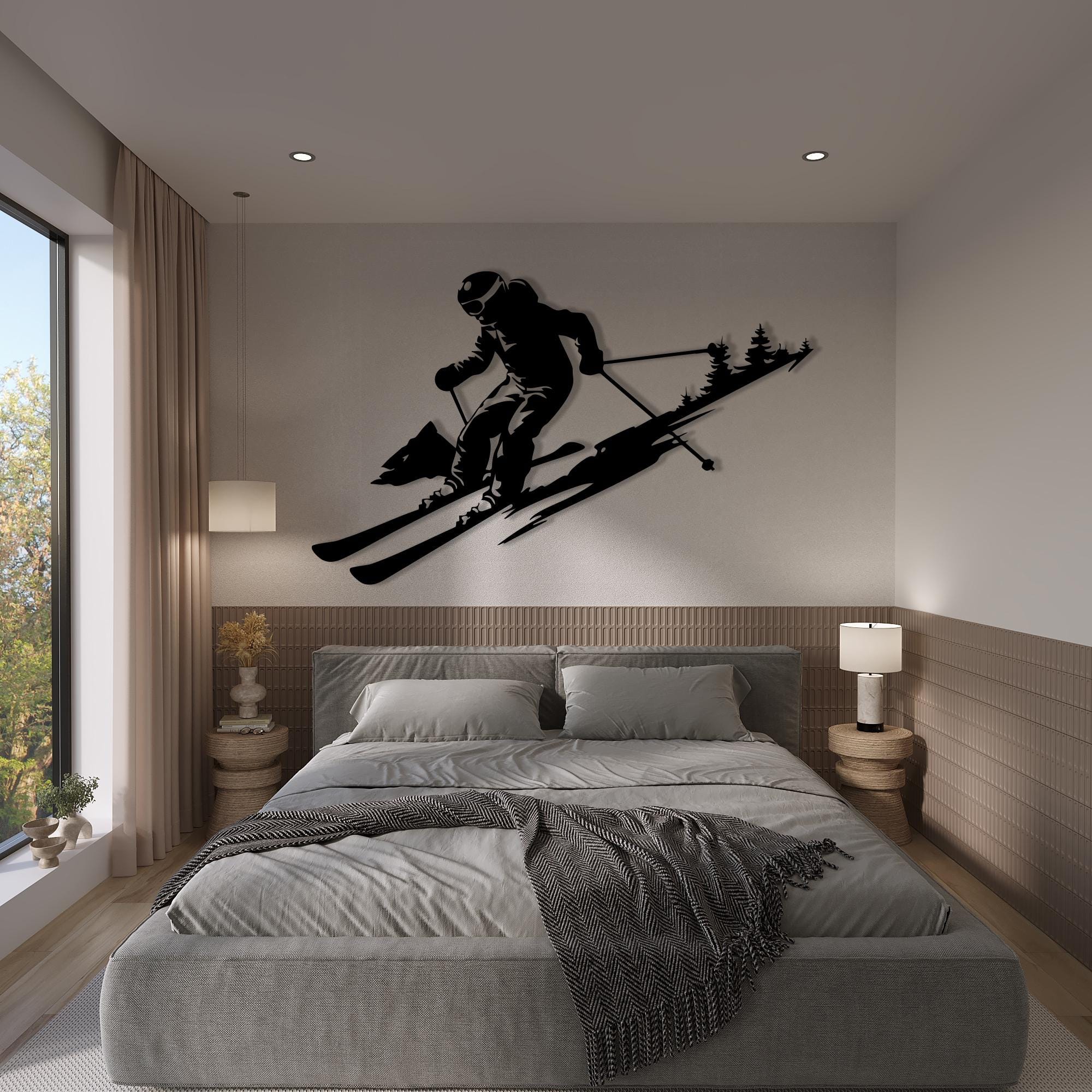 Décoration Murale Personnalisée En Métal Sur Le Thème Du Ski - Art Mural Personnalisable Nom/station - Cadeau Pour Skieur, Décoration Chalet - 13